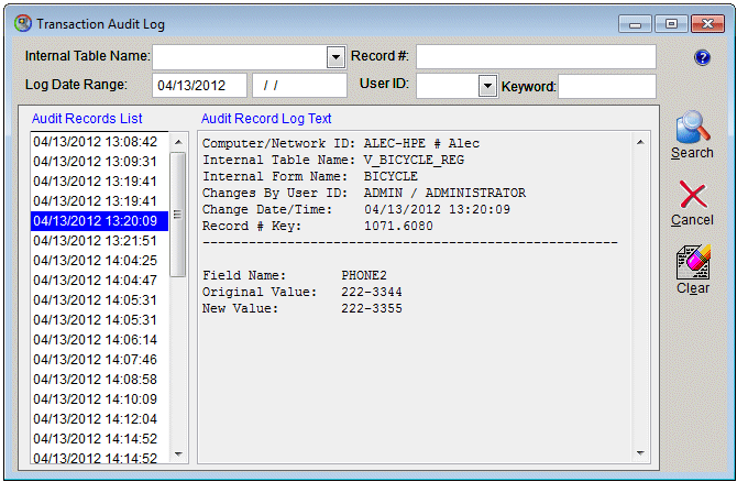 Transaction Audit Logging